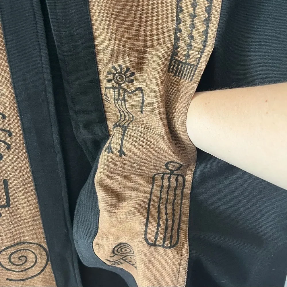 Venus Imports Long Duster Vest Art to Wear Tribal Cotton Size Large - Picture 4 of 8